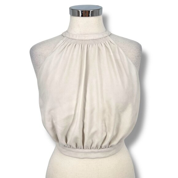 Wilfred Aritzia Patrice Halter Cut Out Tie Back Crop Top Ivory Size Small - Picture 12 of 12